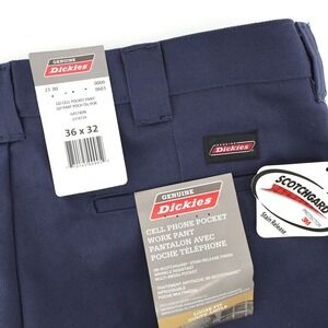 NEW Genuine Dickies Cell Phone Pocket Work Pants Navy Blue Loose Fit Mens 36x32